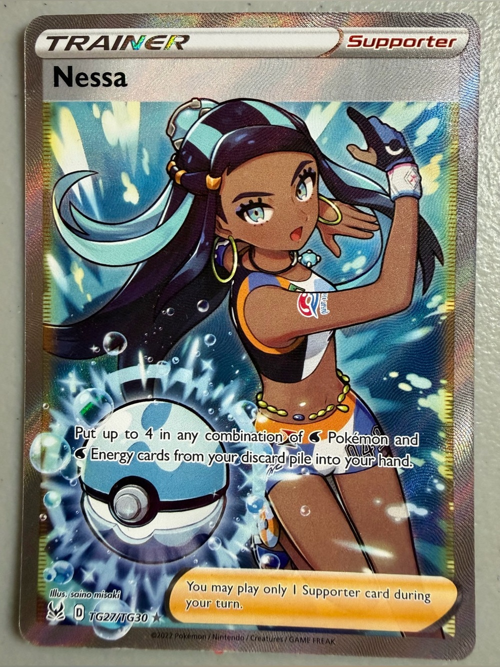 Pokémon TCG Nessa TG27/TG30 Full Art Trainer Gallery Lost Origin 2022